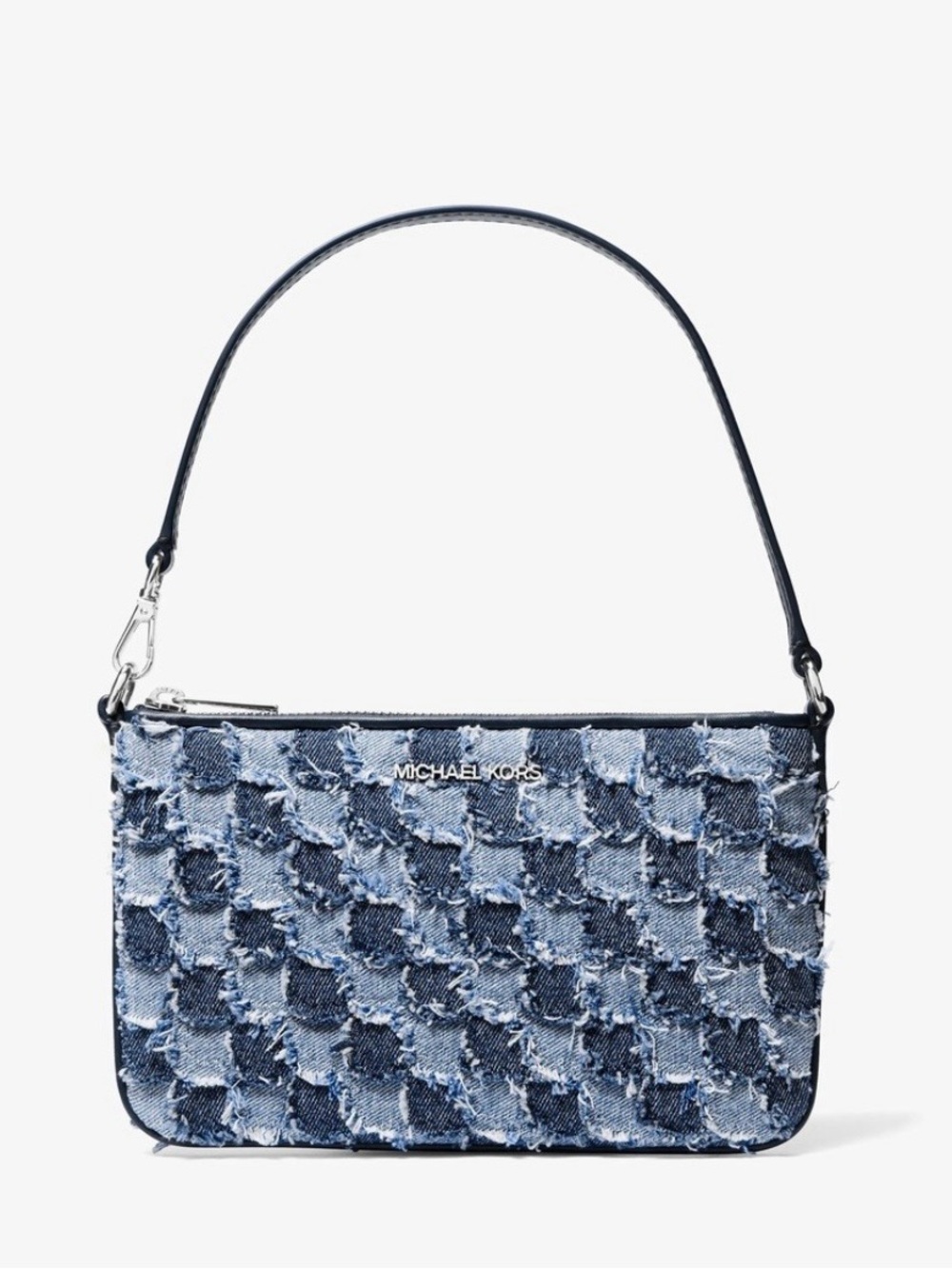 Michael Kors Distressed Patchwork Denim Large Wristlet